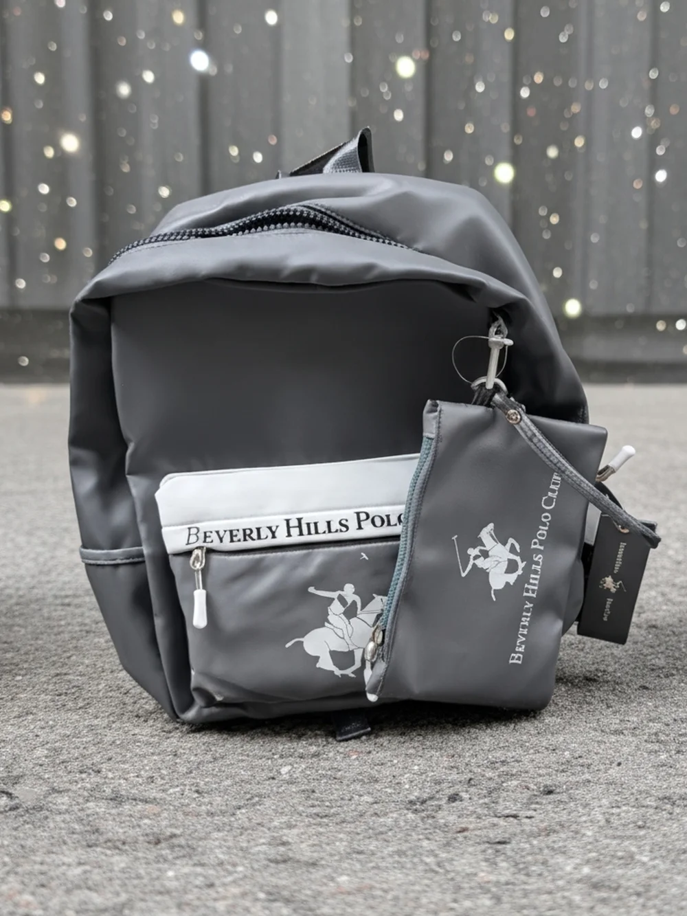Beverly Hills Polo Club Gray Men's Backpack with Removable Pouch